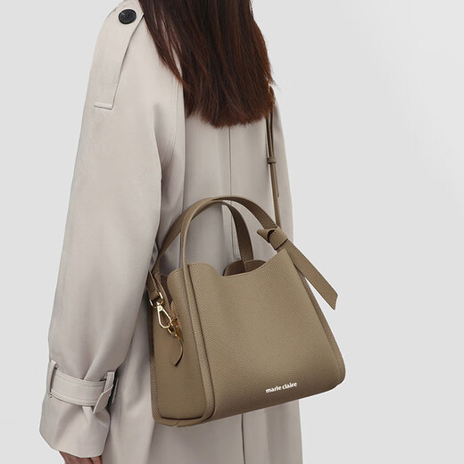 Marie Claire Light Luxury Bag Women's Bag Women's Bucket Bag 2025 New Single Shoulder Crossbody Bag for Girlfriend and Wife Birthday Gift Elephant Gray Brand Gift Box