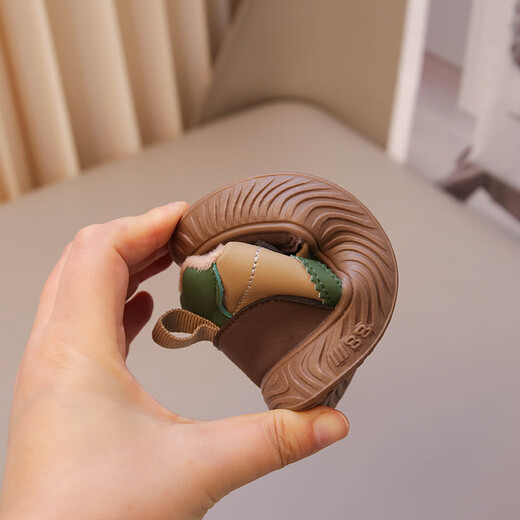 Tyrannis walking shoes 2024 winter new sports shoes for children and infants 0-1-3 years old soft-soled cotton shoes 4 Green 17_Inner length 12.0cm