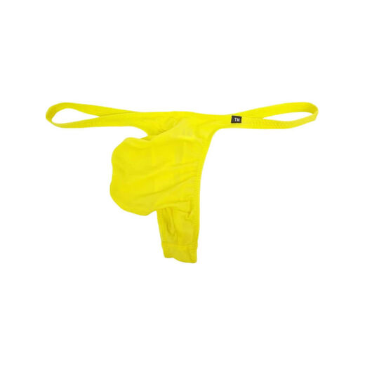 Men's T-string Nude Thin Ice Silk Sexy T-Pants Underwear Breathable High-Elastic Bag Butt-Revealing Men's T-Pants Yellow S