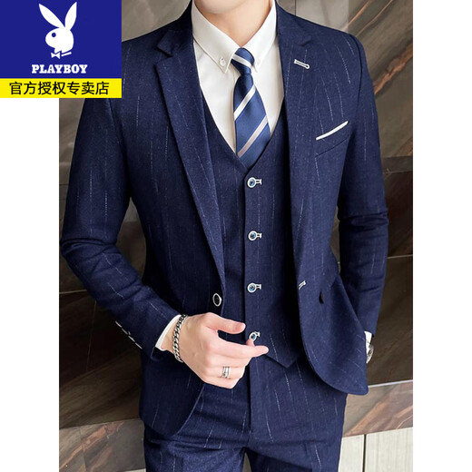 花花公子西服男套装韩版修身新郎伴郎结婚潮流职业暗纹西装三件套正装礼服 A7700黑色 西服+马甲+西裤+送衬衫 领带领结 L (100-125斤) 花花公子西服男套装韩版修身新郎伴郎结婚潮流职业暗纹西装三件套正装礼服 A7700黑色 西服+马甲+西裤+送衬衫 领带领结 L (100-125斤)