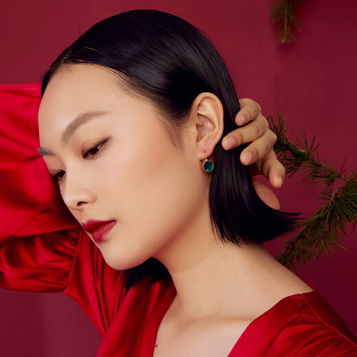 Fellala green light French retro temperament earrings fashionable earrings for women light luxury high-end earrings birthday holiday gift green