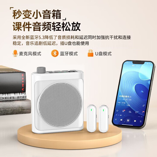 Xiaomi Buyi Lavalier Little Bee Amplifier Teacher's Dedicated Wireless Magnetic Lavalier Microphone One-to-Two Bluetooth Anti-Howling Instructor Outdoor Audio Portable Speaker Teacher Gift Wireless Little Bee Amplifier - Black