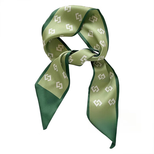 Aoyanlai white and tender green small silk scarf for women in spring and summer thin narrow ribbon headband hair tie bag decoration long scarf light green diamond grid