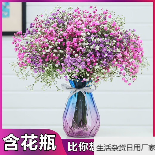 Gypsophila dried flower bouquet air-dried real flowers living room decoration new house decoration ornaments table flower arrangement small fresh orange Gypsophila-including diamond vase