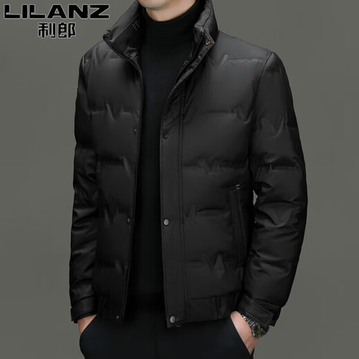 L Lilang's down jacket men's winter stand collar business casual young and middle-aged short lightweight fashionable jacket men's black 2369 3XL