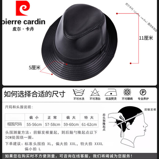 Pierre Cardin (Pierre Cardin) French imported quality new autumn and winter men's sheepskin hat middle-aged and elderly genuine leather gentleman hat casual dad old black (first layer sheepskin) L (55-56cm adjustable)