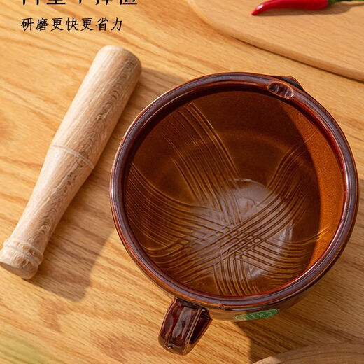 Meikejie old-fashioned pepper pounding bowl pounding pepper preserved eggs household ceramic pounding bowl tool mashing garlic masher garlic paste garlic mortar upgraded and thickened 1100ml large radium body comes with a mallet 1 piece shipping damage