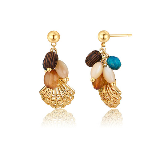 AJIDOU Ajidou Earrings Women's Dopamine Exaggerated Shell Earrings Hook Drop Holiday Style Sparkling Earrings Accessories Versatile