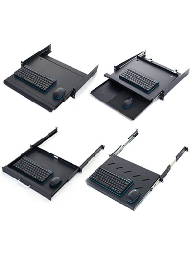 19-inch 1U cabinet keyboard sliding drawer telescopic double-layer keyboard drawer partition pull-out cabinet tray black 1U keyboard drawer 350 deep 1x1x1cm