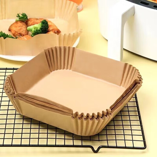Yu Qixi air fryer paper barbecue baking paper square oil-absorbing paper household food fried chicken silicone paper French fries barbecue paper thickened and increased-heightened edge 50 sheets