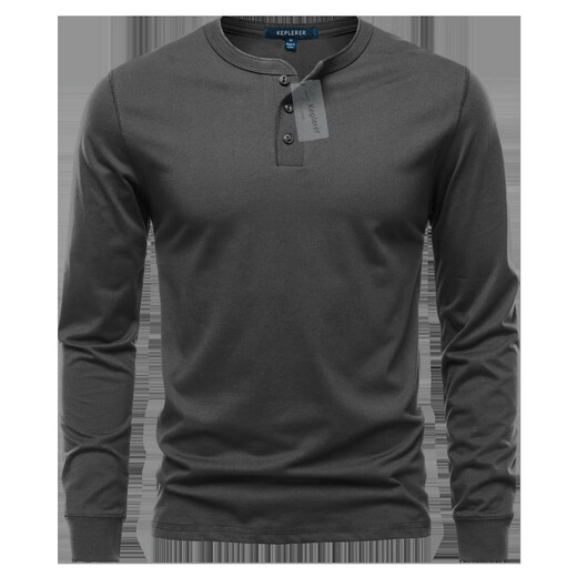 ANTCITY 202025 Spring and Autumn New Men's Henley Long Sleeve Classic Retro Style Versatile Top Simple and Comfortable White S Weight 90~120Jin Jin equals 0.5 kg