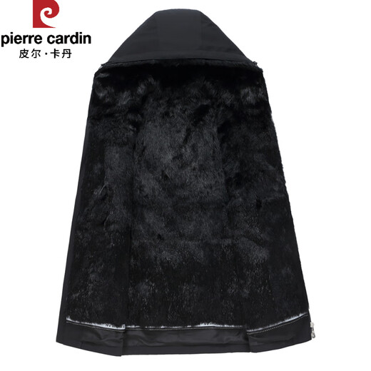 Pierre Cardin middle-aged and elderly mink coat men's fur one-piece fur mid-length mink liner pie overcome thickened dad coat black 4XL 195