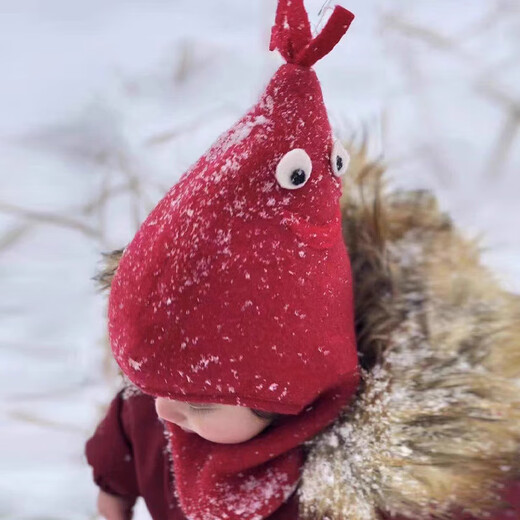 Infant and toddler rooster-shaped hat, soft and skin-friendly, 2024 Danish autumn and winter new style, warm headband cap for male and female babies, red, one size fits all, 0-3 years old, one size fits all, 48cm-52cm (0-3 years old)