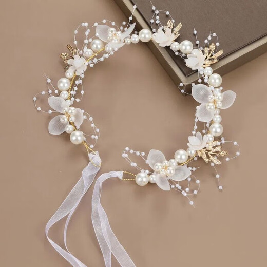 Shui Yunmiao children's New Year crown tiara girls headband New Year princess crown hair accessories flower girl hairband girl hairpin flower white flower pearl hairband