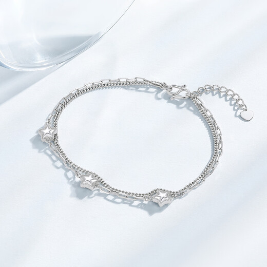 Chao Acer Platinum PT950 platinum bracelet star double chain as a birthday gift for girlfriend, priced at about 5.2g