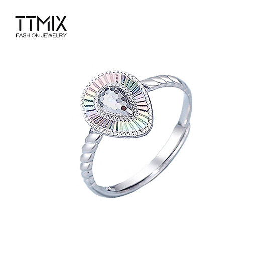 TTMIX Colorful Platinum Ring pt950 Platinum Ring Fashion Honeycomb Women's Live Ring Birthday Gift Water Drop Shape 3.3-3.5g