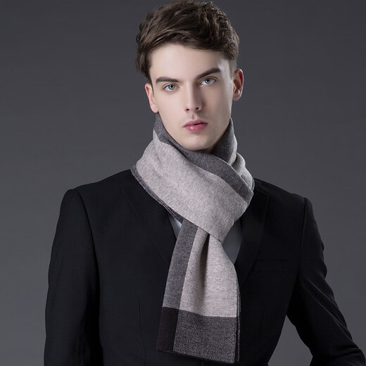 MCS scarf men's pure wool autumn and winter Korean version all-match thickened scarf warm simple gift box Mika