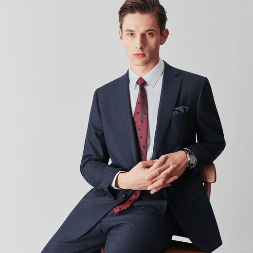 By Creations Bopin Flannel Wool Suit Men's Velvet Feel Business Professional Formal Wear Groom Wedding Suit Groomsman Suit Navy Blue Size 48 For trousers size please contact customer service for remarks