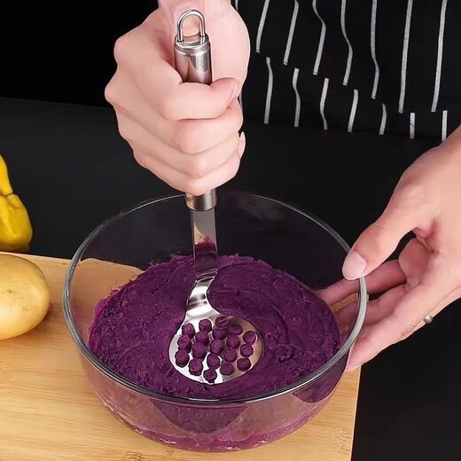FVFH German 304 stainless steel potato masher masher masher food supplement masher garlic mashed kitchen tools convenient stainless steel masher 1 pack