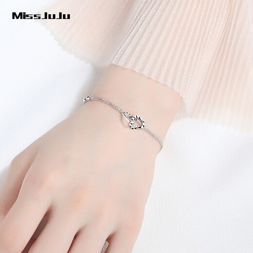 Miss JuJu pt950 platinum heart-linked bracelet for women, fashionable platinum love-shaped bracelet for wife, weight 3.4-3.6g, length 16+2cm+ free engraving