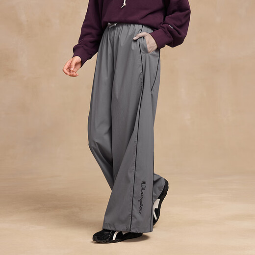Champion [Même modèle de Ding Yuxi] Champion Pantalon de tissage de travail pour femmes 2025 Automne Nouveaux jambes larges pantalons décontractés Pantalon de marque Trendy Grey L Grey L