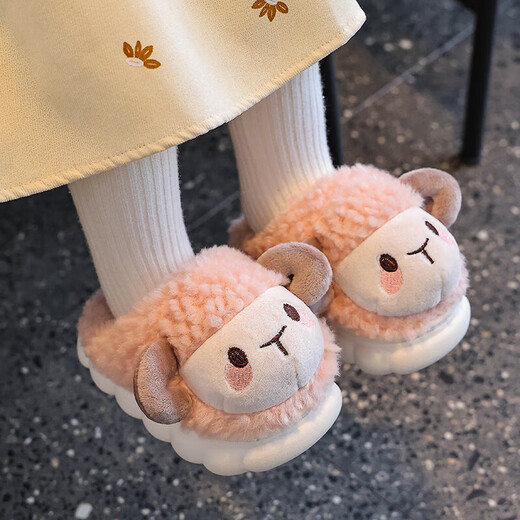 Winter children's cotton slippers for girls 2025 new warm plus plush boys cartoon baby bag heel home shoes dark coffee slippers 12 22/23 size (shoe length 14CM suitable for feet 13