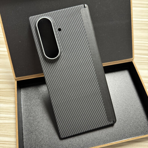 Samsung (SAMSUNG) original quality suitable for Samsung zfold6 mobile phone case Kevlar Samsung Zfold7 aramid fiber men's model black and gray fine lines 600 metal frame magnetic back cover center shaft model Samsung Galaxy Z Fold7