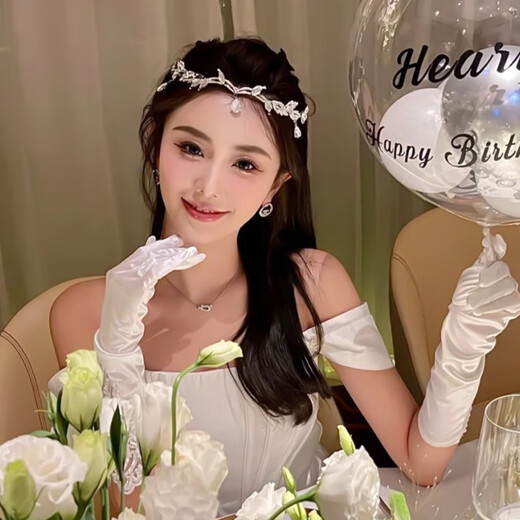 Crown forest style leaf water drop headband full of diamonds bride's forehead decoration super fairy on the run princess headband headband necklace Europe and America leaf water drop headband silver