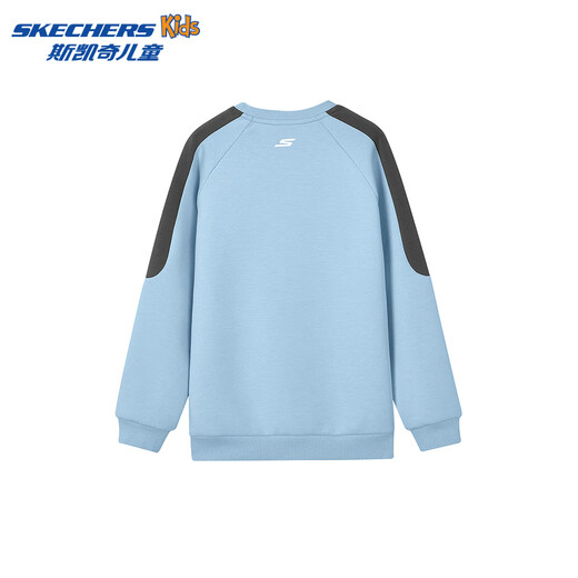 Skechers boys' knitted pullover sweatshirt autumn and winter plus velvet to keep warm and fashionable versatile long-sleeved top P424B005 light antique blue /04B2 160