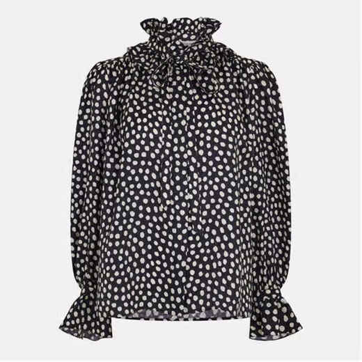 Chloe Light Luxury Women's LD62 Polka Shirt Black/Beige 20 | 10 (38)