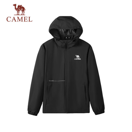 Camel (CAMEL) thin velvet windbreaker men's outdoor waterproof and windproof jacket J13CZ0L7070A Phantom Black XL