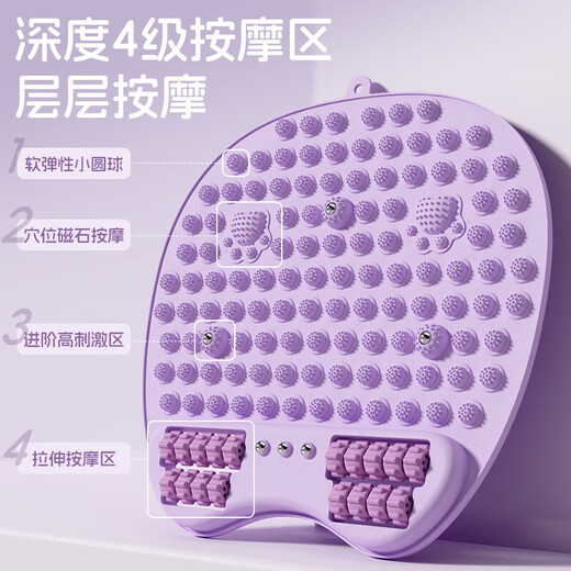 NCNE German quality acupressure board jogging foot massage pad soles of the feet to activate meridians indoor running fitness acupressure board upgraded magnet design-roller massage cat ear model_Hibiscus purple