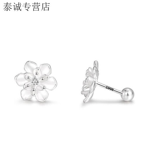 KZD Old Phoenix s999 sterling silver earrings for pierced ears, no need to take them off for sleeping, hypoallergenic earrings, screw-buckle earrings for women, a pair - plum screw earrings, 999 pure silver earrings