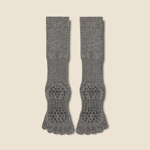 BIBK German Pilates Socks Yoga Socks Women's Professional Non-Slip Socks Sports Fitness Running Cycling Pressure Calf Socks Hemp Gray