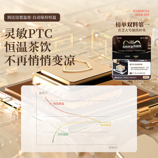 普芝大面板加热杯垫恒温55度杯垫可调温宿舍家用上班族热牛奶神器加热饭盒养生暖杯小型暖菜热饭神器 BD33白色【9档调温+预约开关机】1L