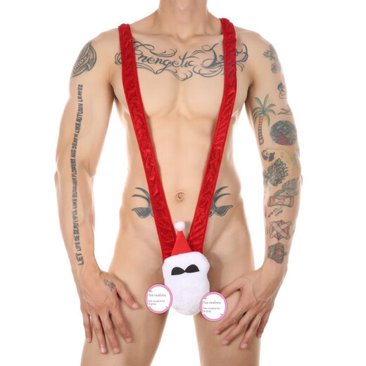 Men's thong cosplay high-cut one-piece thong men's Christmas single butt men's underwear snowman cartoon white one size