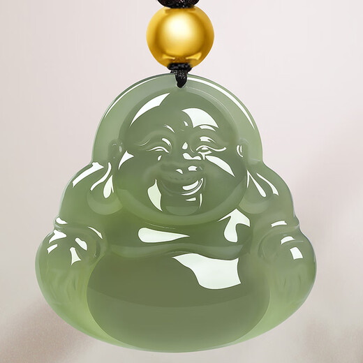 7000 Years Hotan Jade Pendant Thick Buddha Gong Female Jade Pendant Pure Gold Gold Bead Style Ice Bottom Clear Water Buddha About 25mm