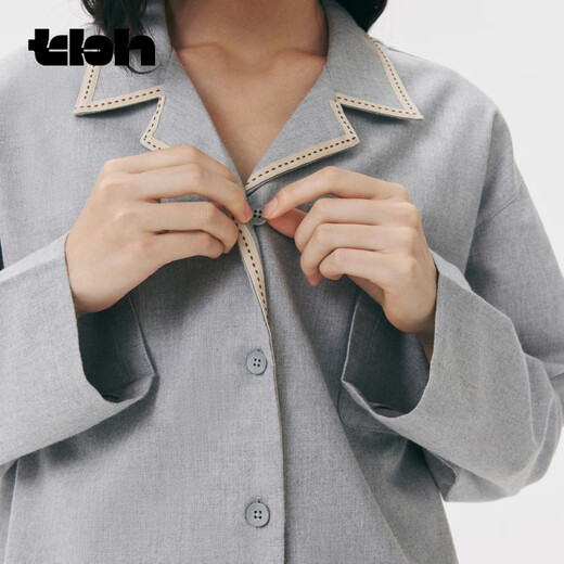 Brutalist Home Australian Wool Cotton Picture Frame Home Clothes Set Can Be Weared as Couple Pajamas in Winter Australian Wool Cotton Picture Frame Home Clothes Set_Hemp Gray M