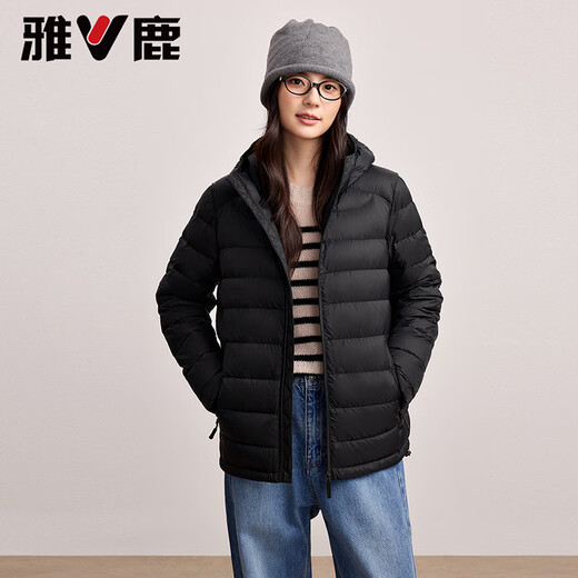 Yalu goose down ribs light down jacket 2025 new autumn and winter short hooded fashionable casual jacket