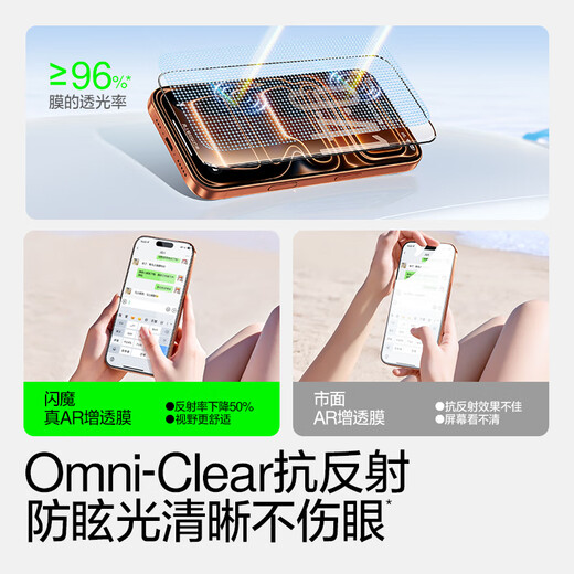 Flash Magic AR Rheinland certification + American Corning + non-scratch mobile phone suitable for iPhone17 tempered film Apple 17 mobile phone film AR anti-reflective anti-reflective explosion-proof protective film