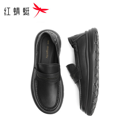 Red Dragonfly Casual Leather Shoes 25 Autumn and Winter Men's Shoes Sheepskin Comfortable Slip-on Business Commuting Dad Shoes WTA45025 Black 41