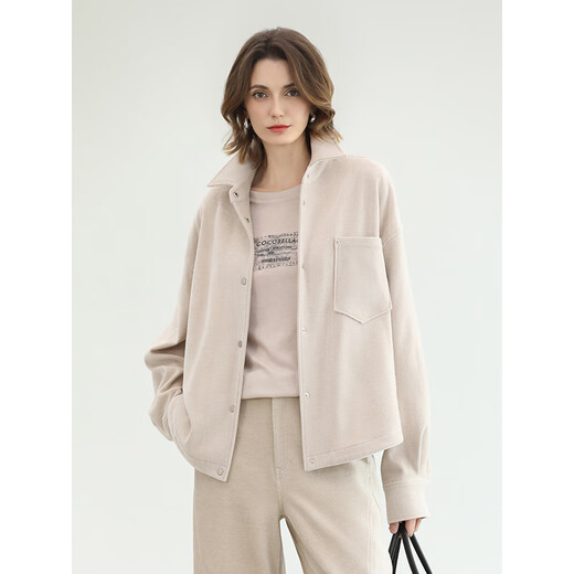 COCOBELLA loose corduroy shirt autumn and winter warm commuting casual lapel jacket SR3078-2 ebony brown M