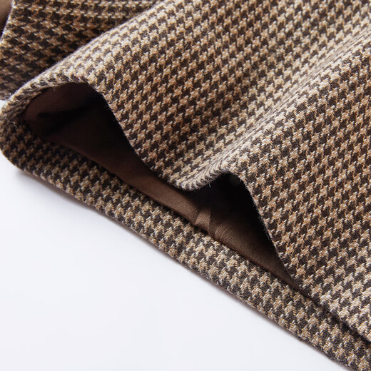 Xiangying coffee color a-line woolen shorts for women 2025 winter new style with wool retro high-waisted houndstooth wide-leg pants coffee color S 155/80A/85-95Jin Jin equals 0.5 kg