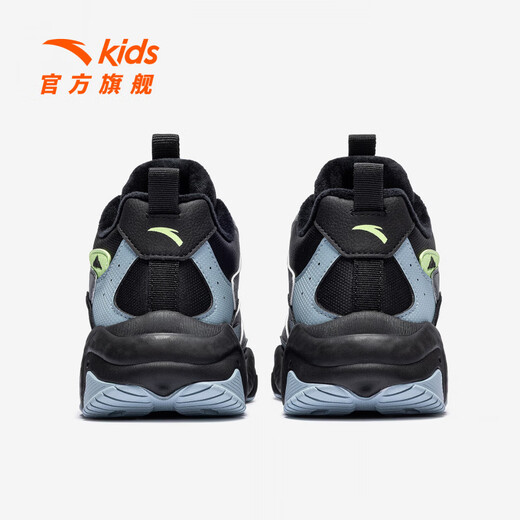 ANTA Children's Cotton Shoes, Boys' Shoes, Dun Dun Shoes, 2025 Winter New Revolution Velvet Warm Sports Shoes for Men, Black/Cold Gray/Thin Blue-1 35