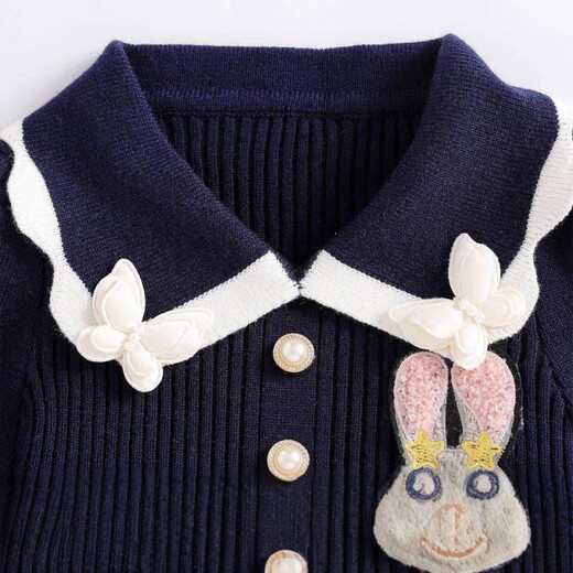 Yaochao Girls Judy Rabbit Sweater Dress 2025 New Baby Princess Dress Police Officer Dress High Quality College Style Dark Blue 90