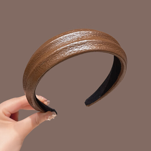 Idel Korean Maillard autumn and winter new fashion leather wide-brimmed headband high skull headband versatile wide-brimmed face wash hairpin