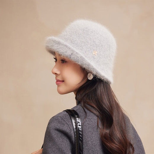Rabbit fur fisherman hat women's autumn and winter new style face-showing small knitted curling top hat outdoor versatile fashionable warm hat beige one size