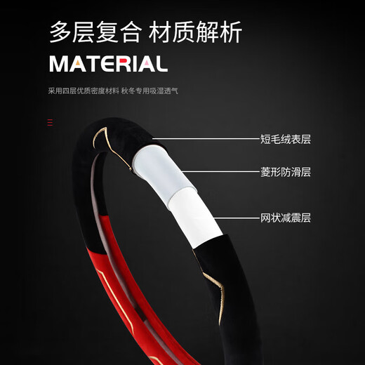 Car steering wheel cover new cat ear series plush, comfortable winter grip, wear-resistant, scratch-resistant, cute and warm, meteorite gray D type