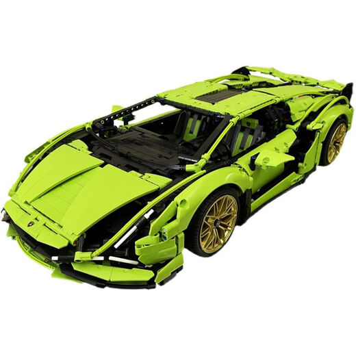 Lamborghini building block sports car Gini remote control car model racing car children's assembled boy toy birthday gift Green Bull Lamborghini container gift box version