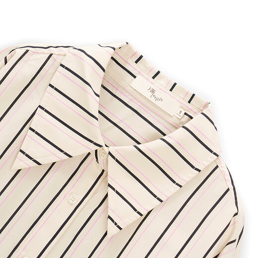 Fragment (dribs&drabs) shirt women's winter new lapel casual college age-reducing retro Hong Kong style lazy striped shirt pink L